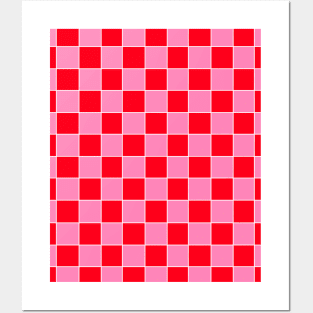 Pink and Red Grid Posters and Art